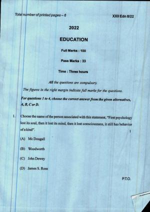 COHSEM 12th Question Papers 2022 Education
