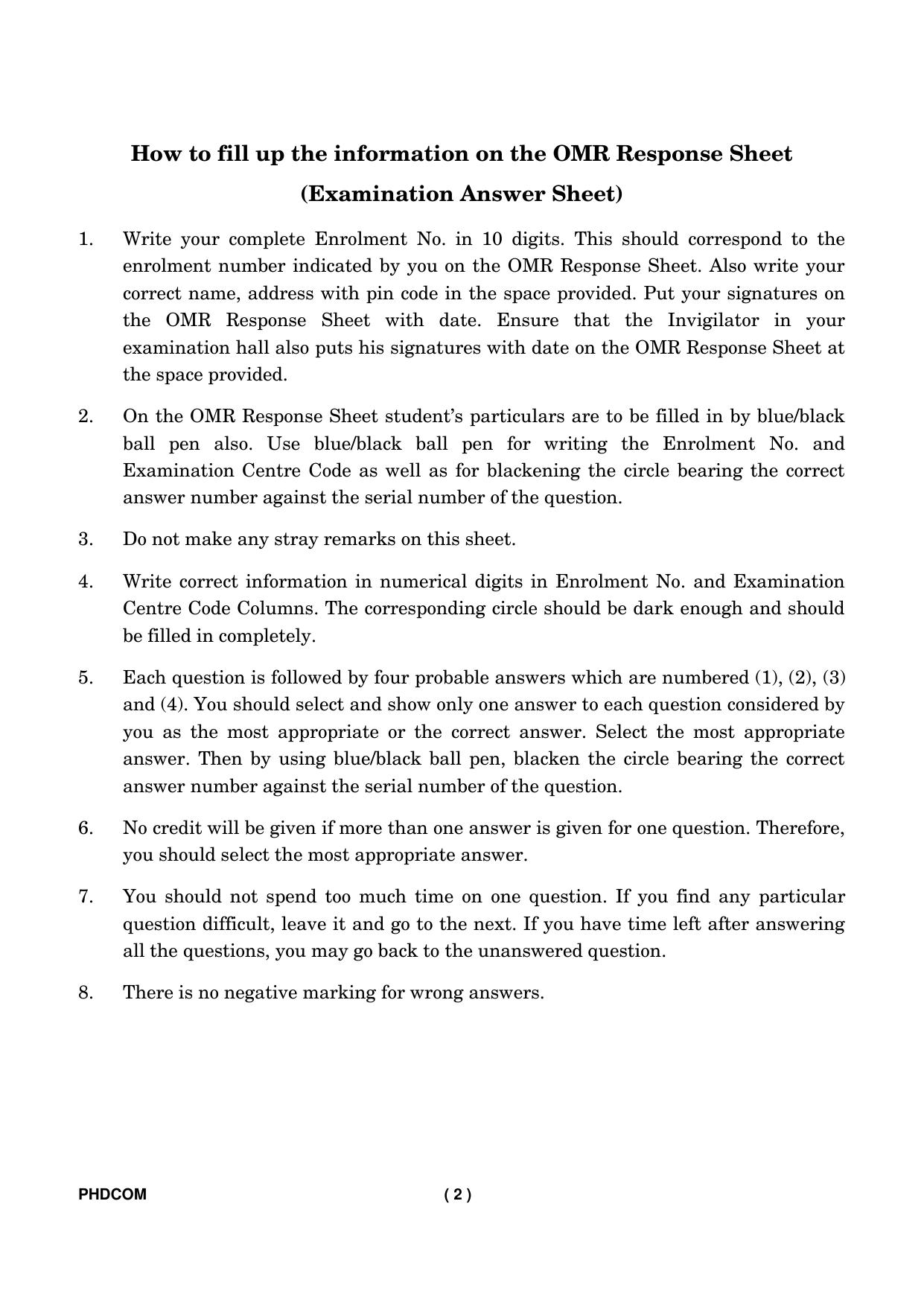 IGNOU PhD Entrance Test Ph. D. (Commerce) Entrance Test, July, 2023 Question Paper - Page 3