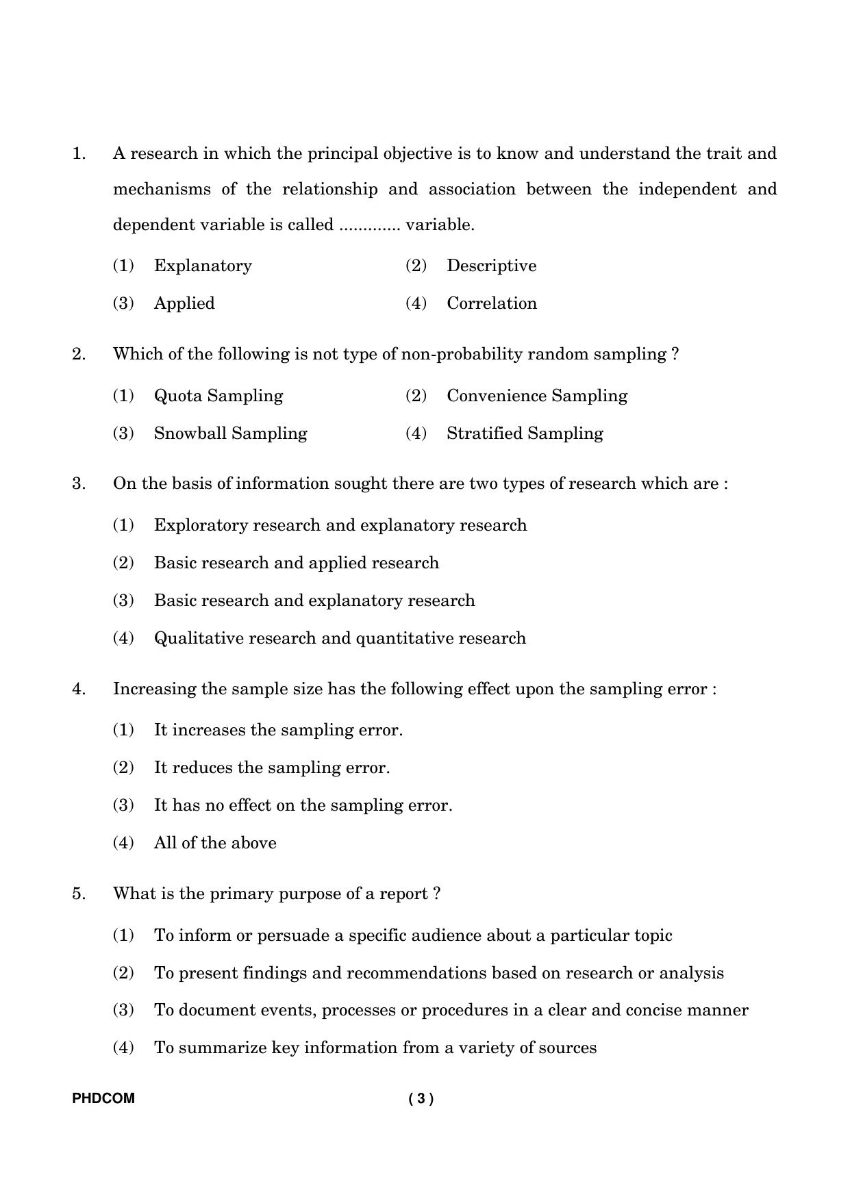 IGNOU PhD Entrance Test Ph. D. (Commerce) Entrance Test, July, 2023 Question Paper - Page 4