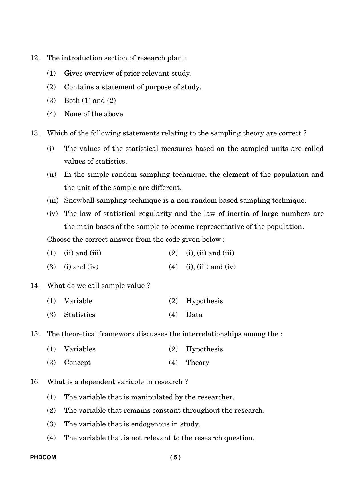 IGNOU PhD Entrance Test Ph. D. (Commerce) Entrance Test, July, 2023 Question Paper - Page 6