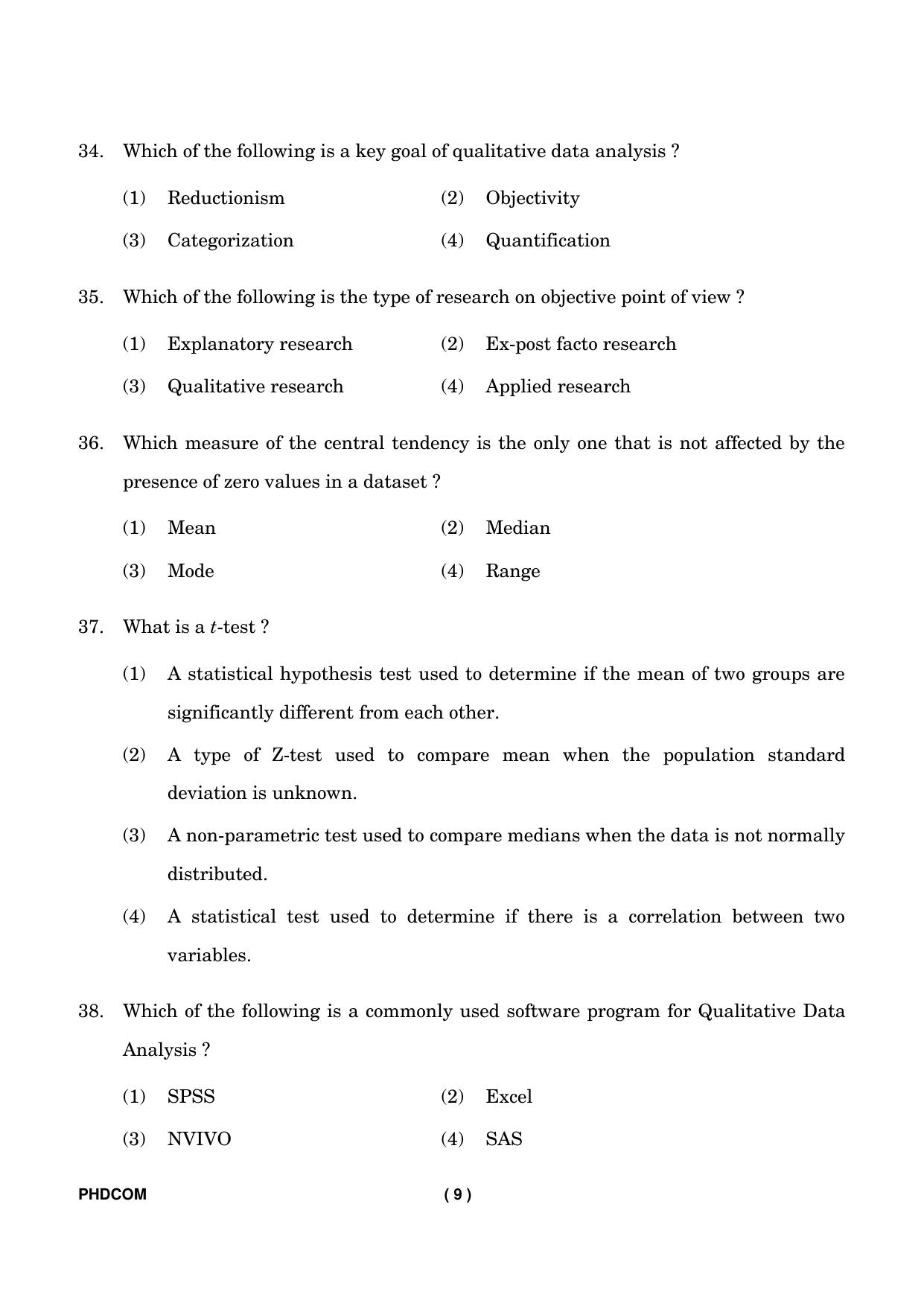 IGNOU PhD Entrance Test Ph. D. (Commerce) Entrance Test, July, 2023 Question Paper - Page 10