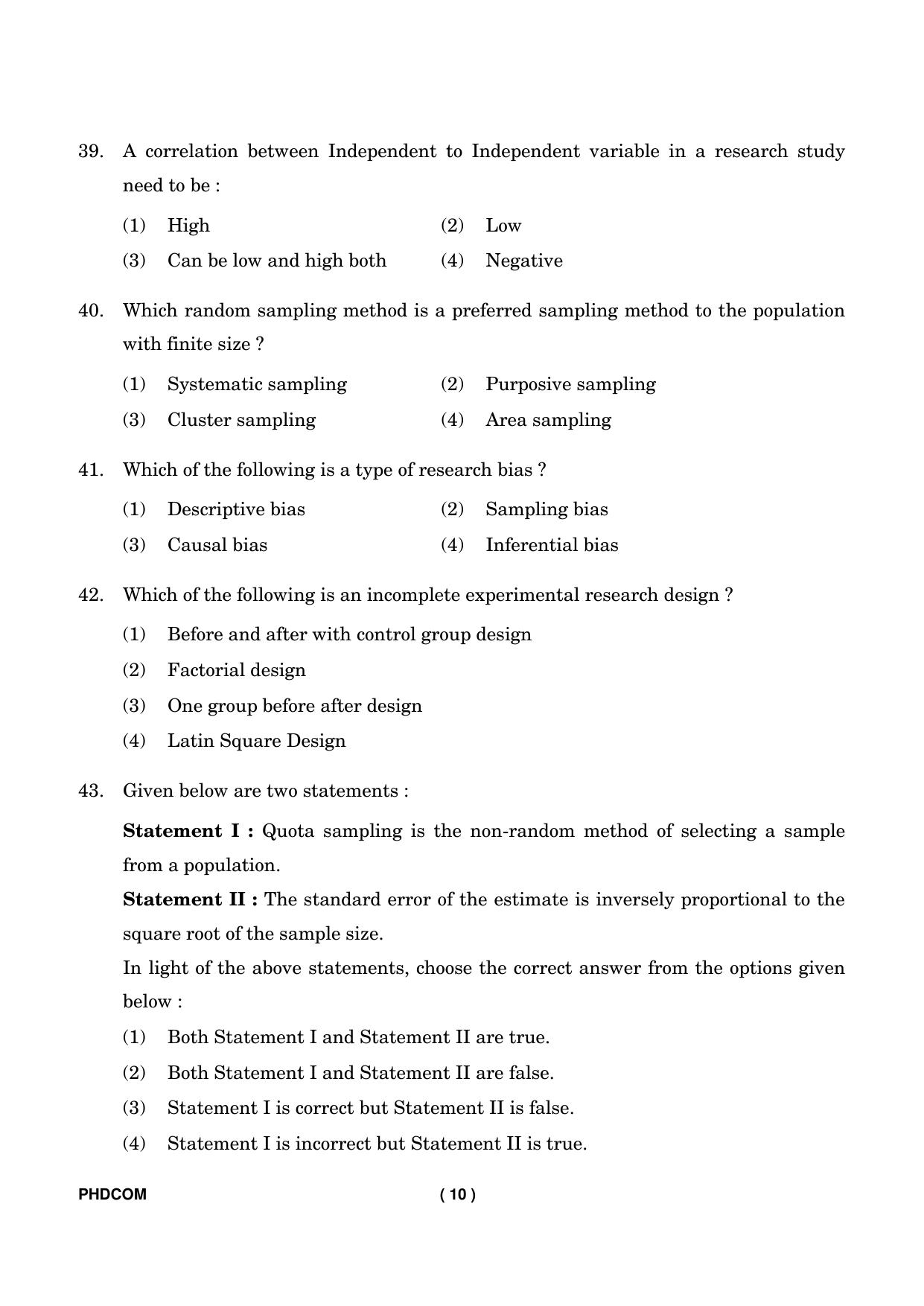 IGNOU PhD Entrance Test Ph. D. (Commerce) Entrance Test, July, 2023 Question Paper - Page 11