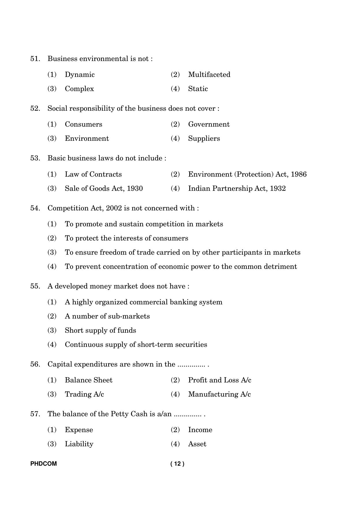 IGNOU PhD Entrance Test Ph. D. (Commerce) Entrance Test, July, 2023 Question Paper - Page 13
