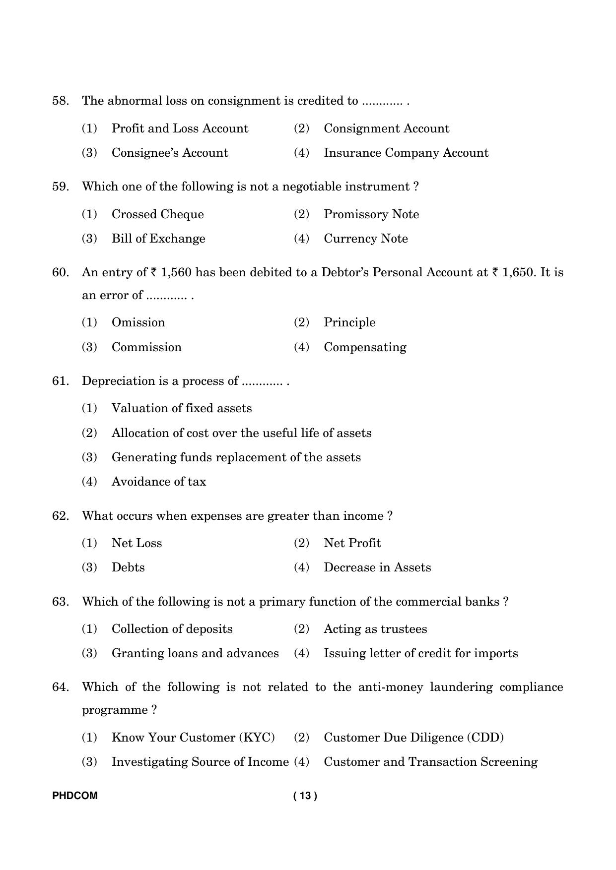 IGNOU PhD Entrance Test Ph. D. (Commerce) Entrance Test, July, 2023 Question Paper - Page 14