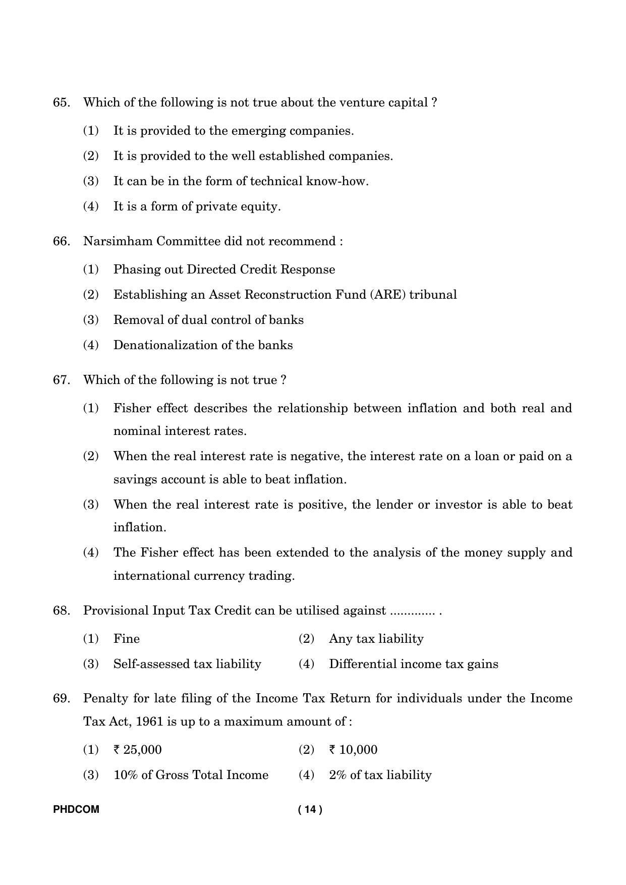IGNOU PhD Entrance Test Ph. D. (Commerce) Entrance Test, July, 2023 Question Paper - Page 15