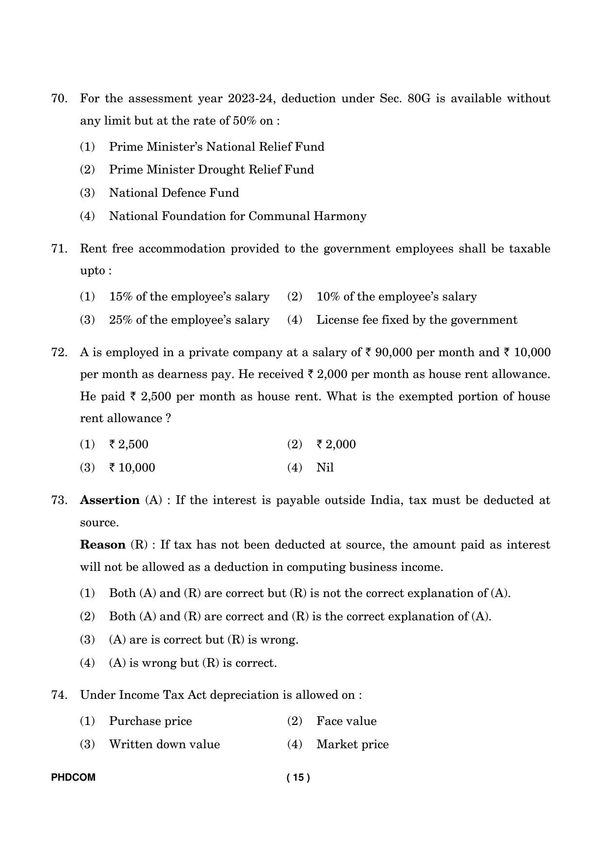 IGNOU PhD Entrance Test Ph. D. (Commerce) Entrance Test, July, 2023 Question Paper - Page 16