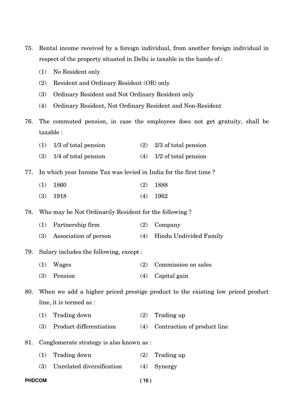 IGNOU PhD Entrance Test Ph. D. (Commerce) Entrance Test, July, 2023 Question Paper - Page 17