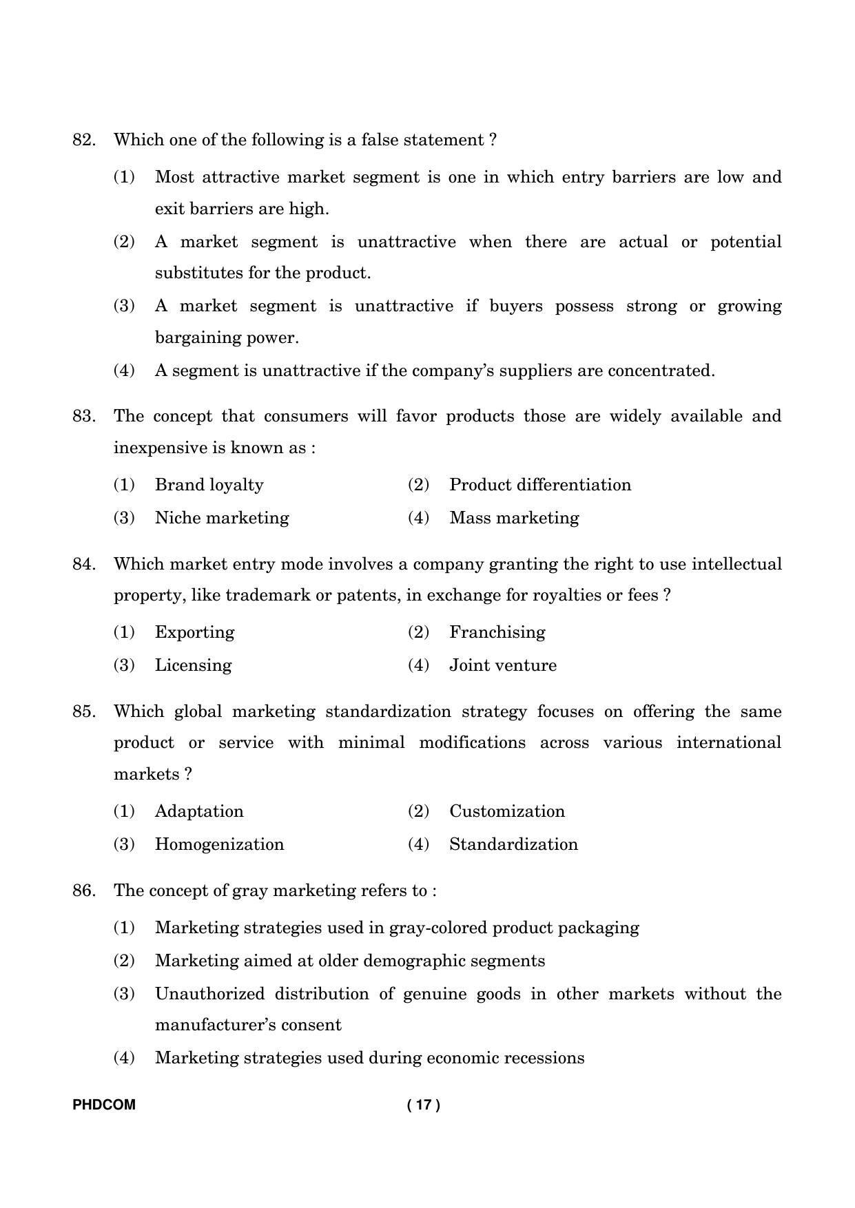 IGNOU PhD Entrance Test Ph. D. (Commerce) Entrance Test, July, 2023 Question Paper - Page 18