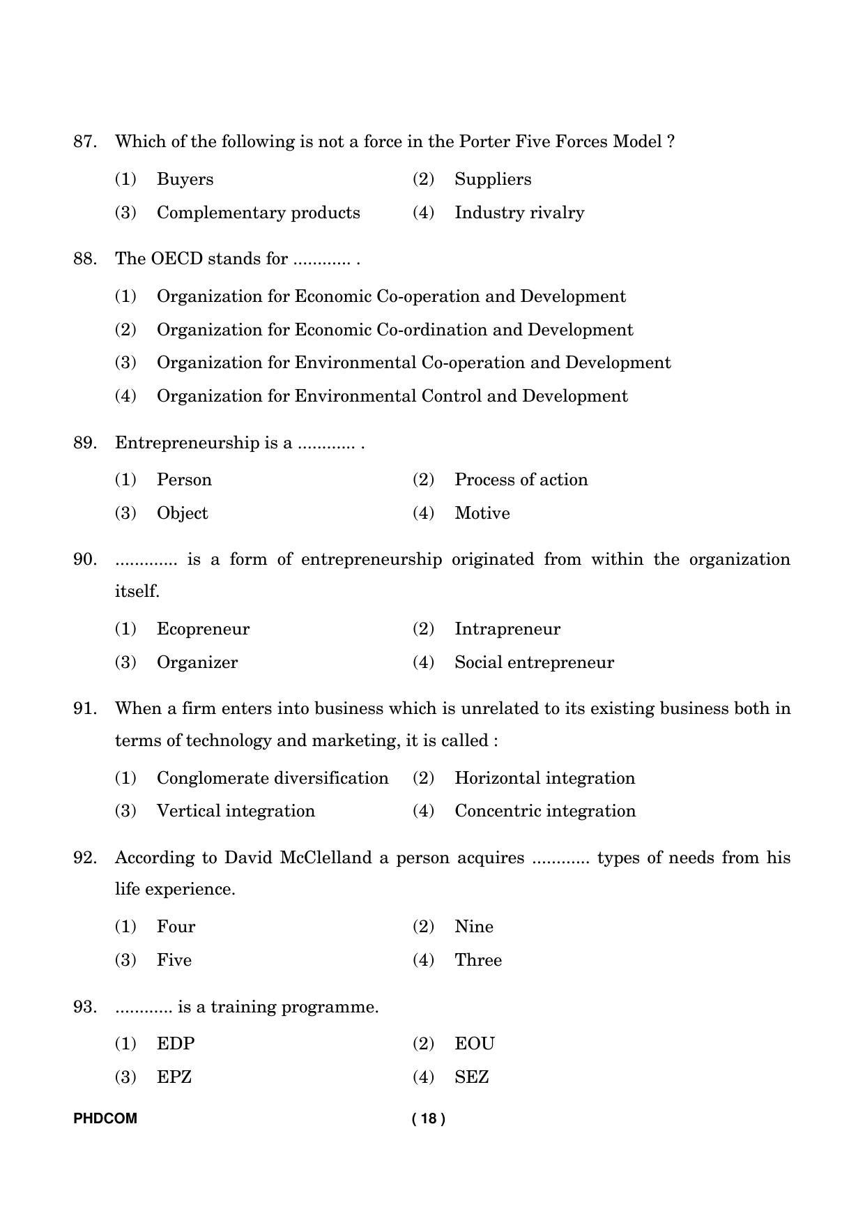 IGNOU PhD Entrance Test Ph. D. (Commerce) Entrance Test, July, 2023 Question Paper - Page 19