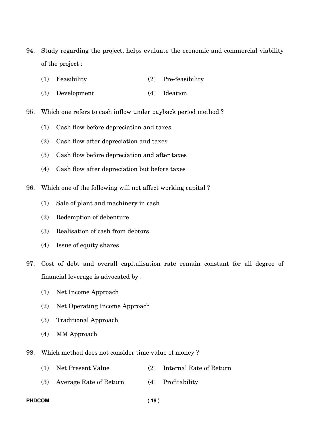 IGNOU PhD Entrance Test Ph. D. (Commerce) Entrance Test, July, 2023 Question Paper - Page 20