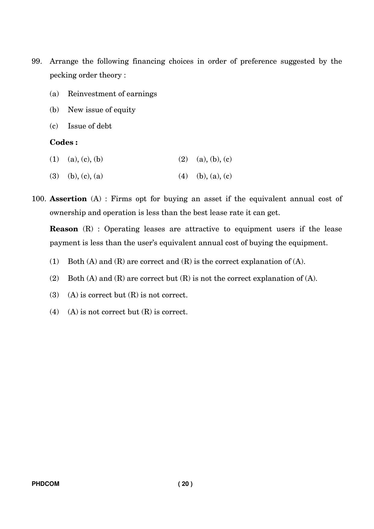 IGNOU PhD Entrance Test Ph. D. (Commerce) Entrance Test, July, 2023 Question Paper - Page 21