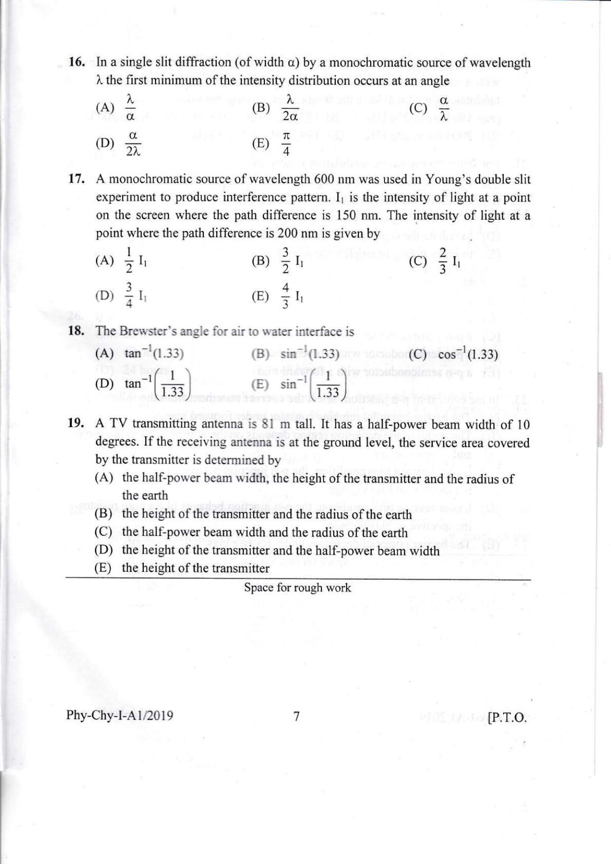 KEAM Paper I 2019 Question Paper - Page 7