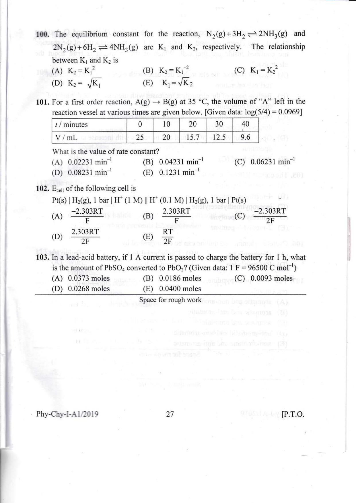 KEAM Paper I 2019 Question Paper - Page 27