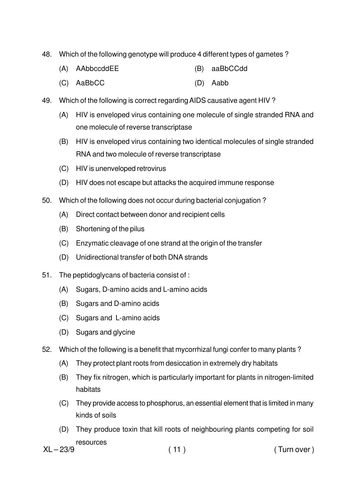 Odisha CPET BIOINFORMATICS 2020 Question Paper - Page 11