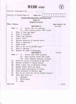 AP Inter 2nd Year Vocational Question Paper March - 2020 - Silkworm Seed Technology-II (old)