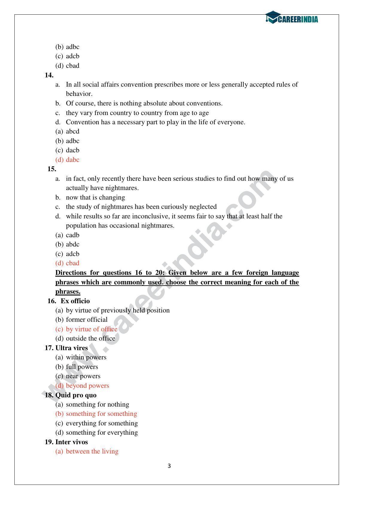 CLAT 2014 UG Question Paper with Answer Key - Page 3