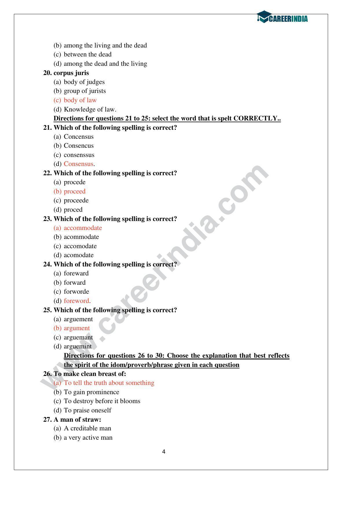 CLAT 2014 UG Question Paper with Answer Key - Page 4