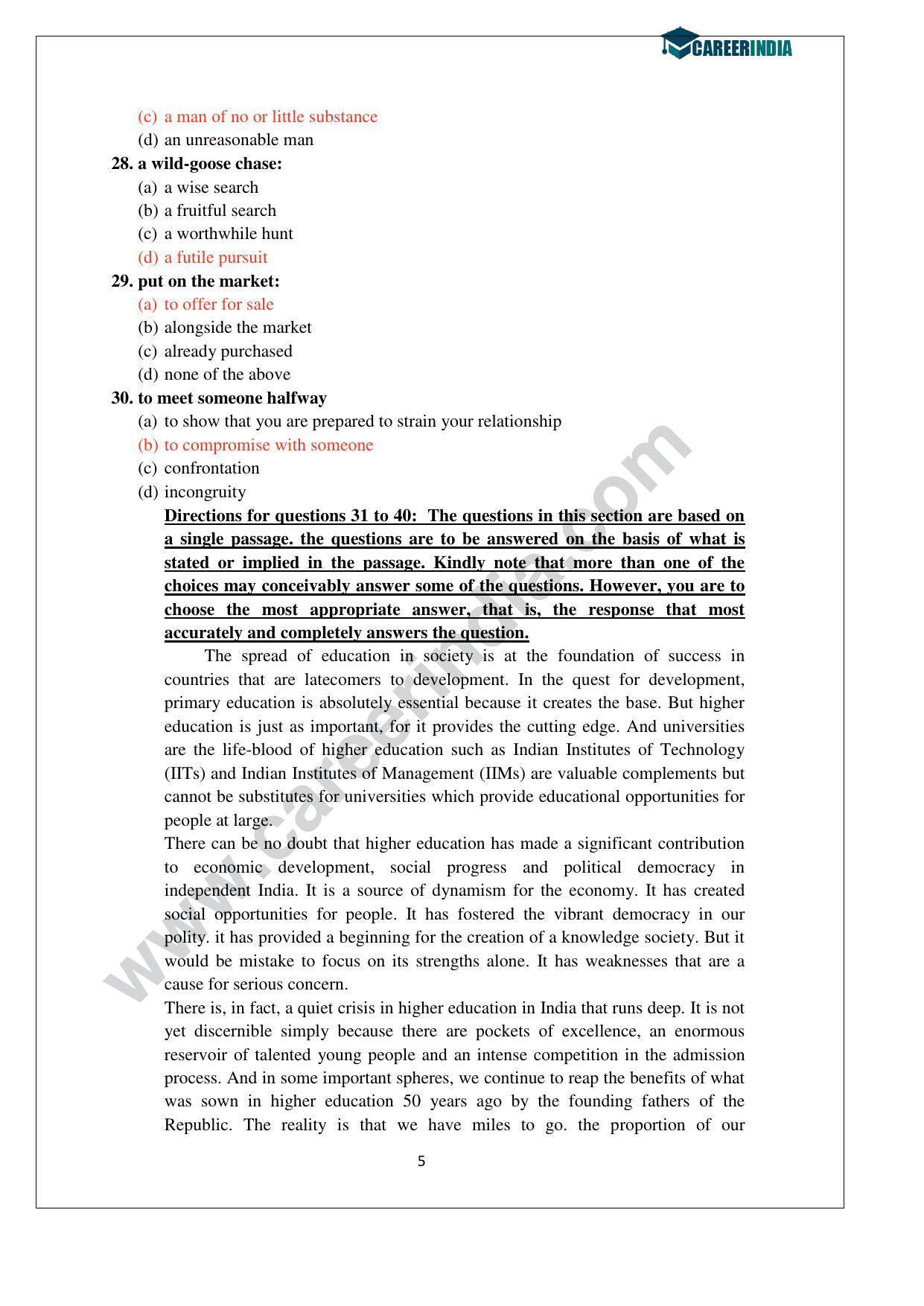 CLAT 2014 UG Question Paper with Answer Key - Page 5