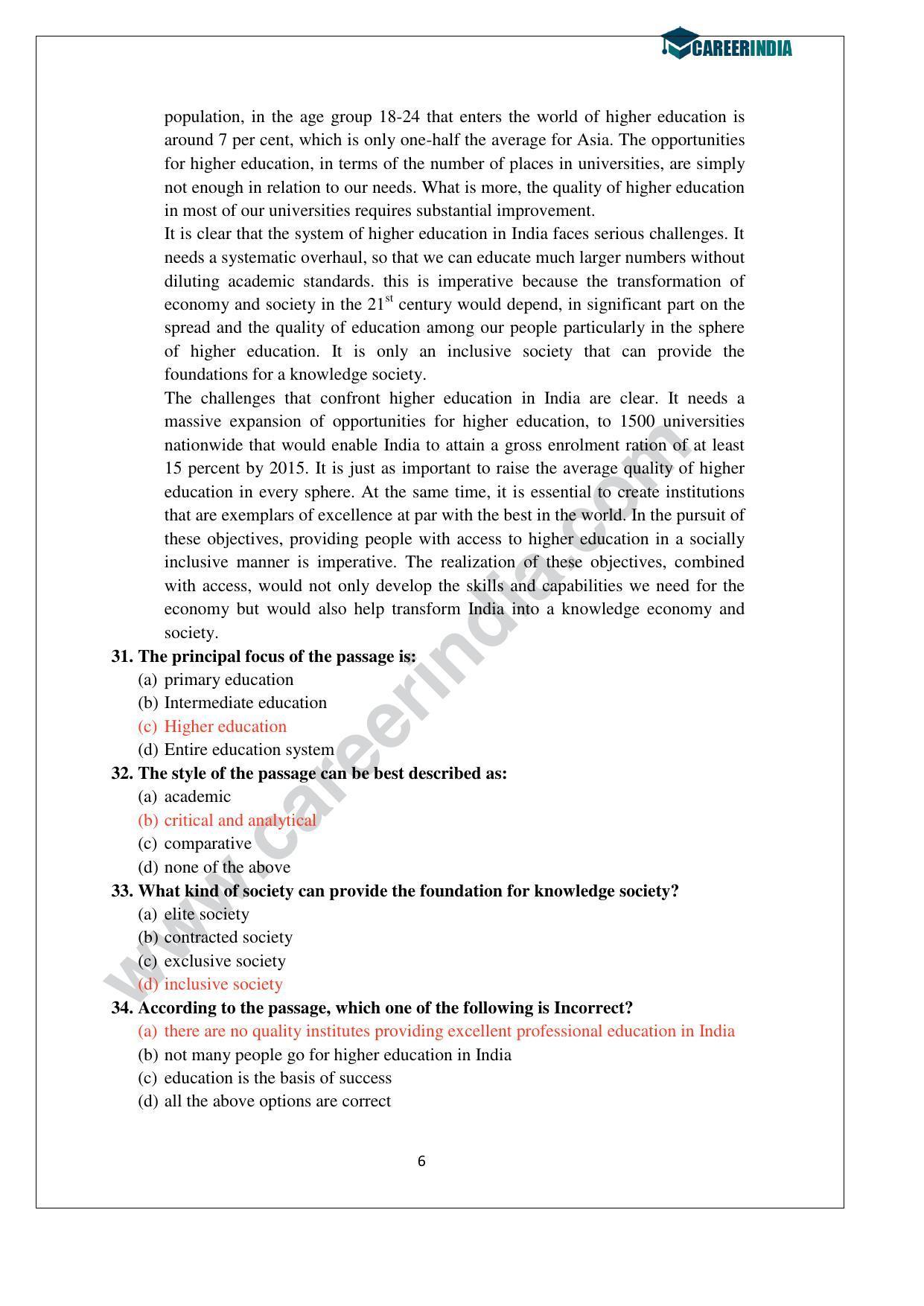 CLAT 2014 UG Question Paper with Answer Key - Page 6