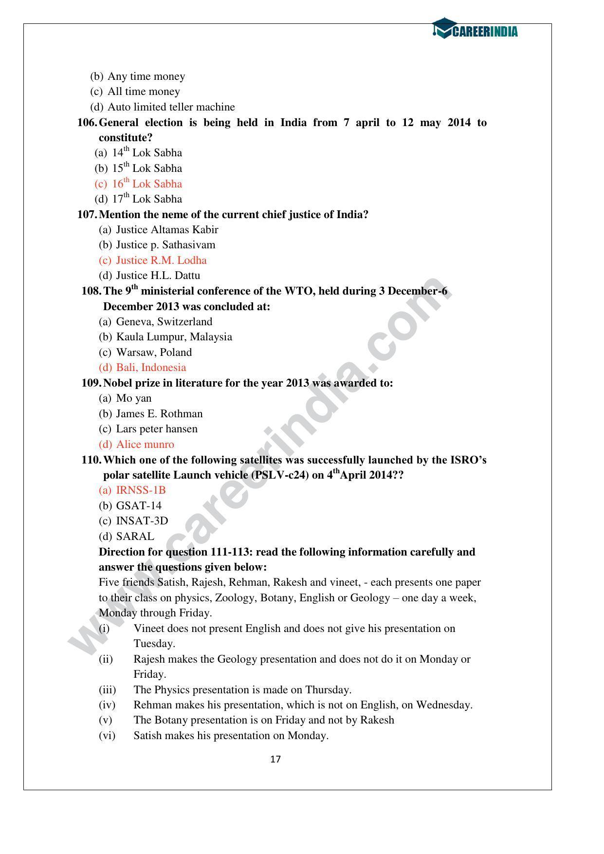 CLAT 2014 UG Question Paper with Answer Key - Page 17