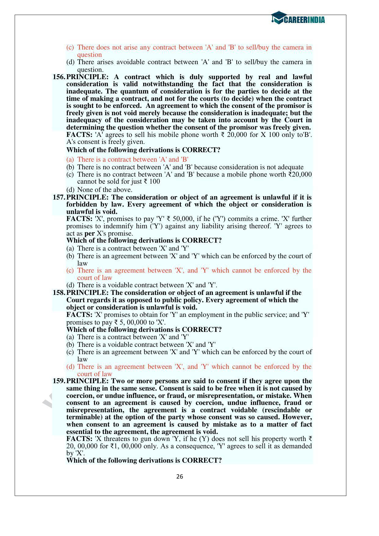 CLAT 2014 UG Question Paper with Answer Key - Page 26