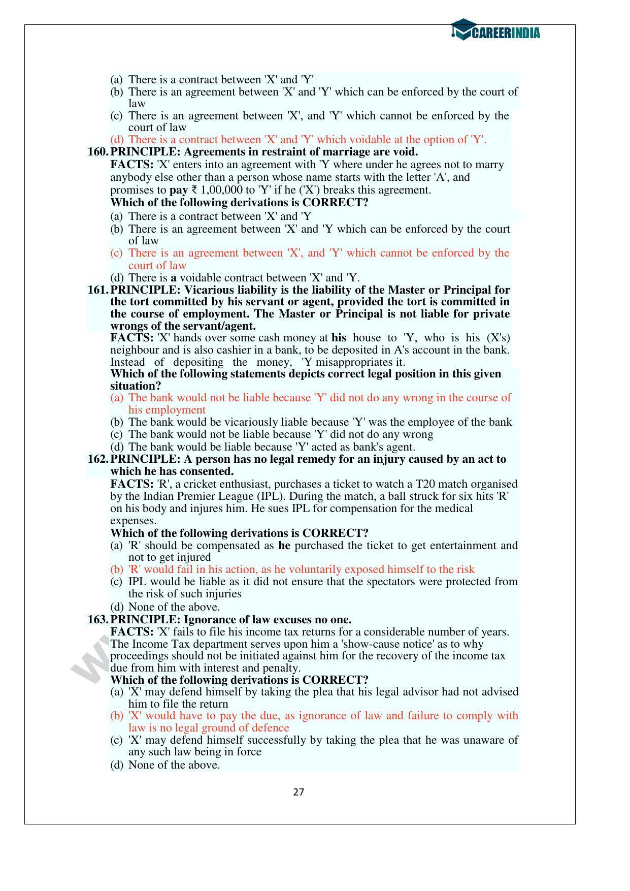CLAT 2014 UG Question Paper with Answer Key - Page 27