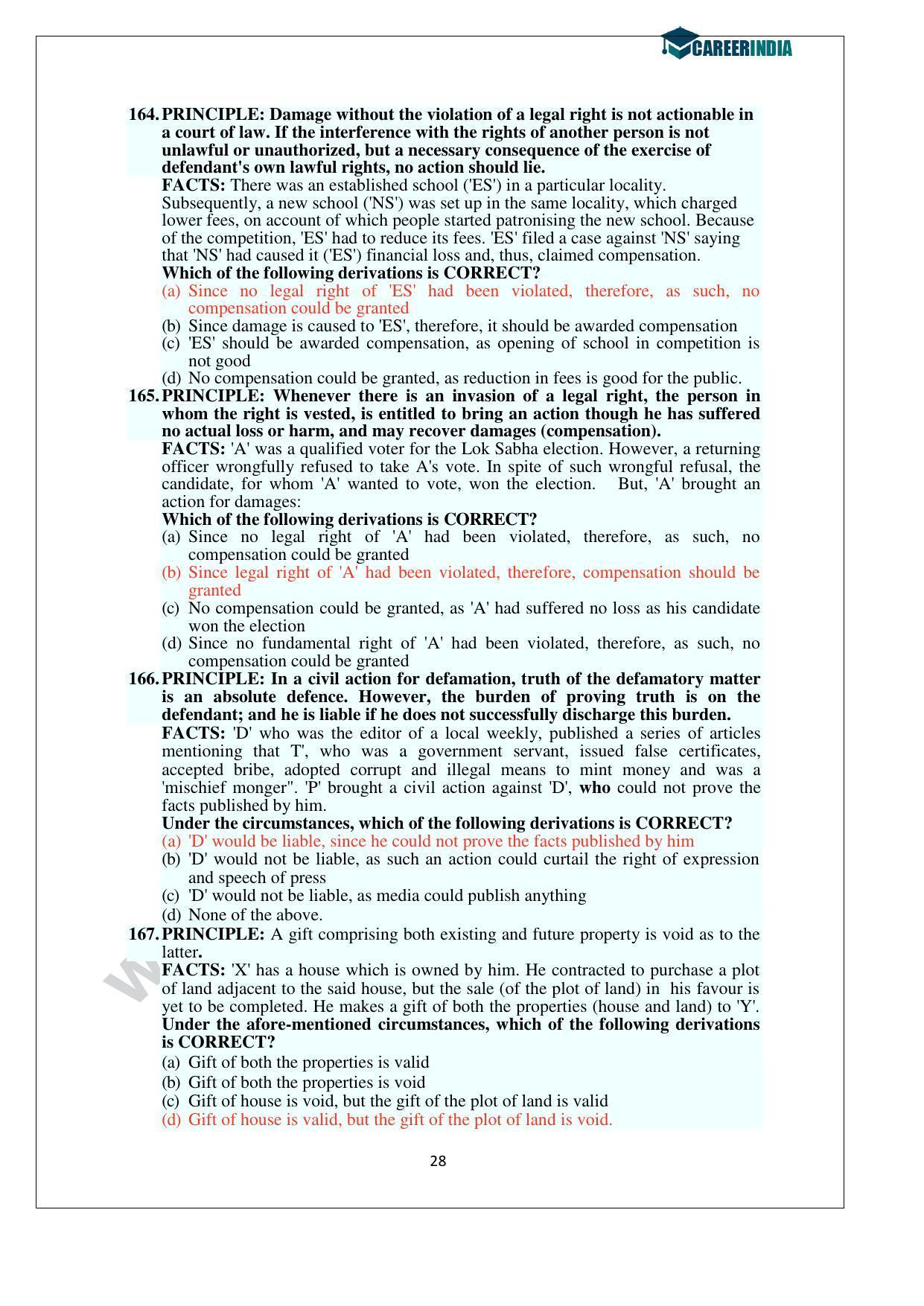 CLAT 2014 UG Question Paper with Answer Key - Page 28