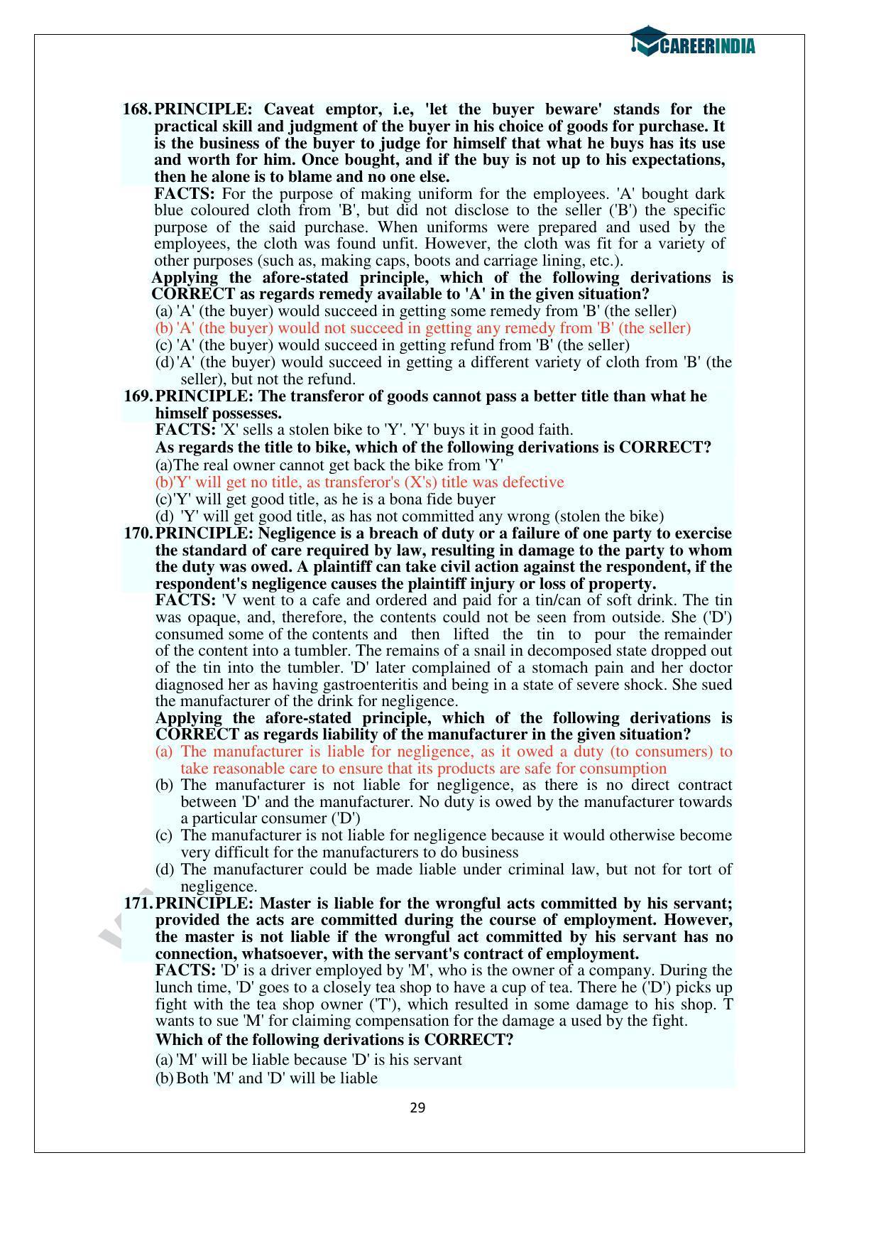 CLAT 2014 UG Question Paper with Answer Key - Page 29