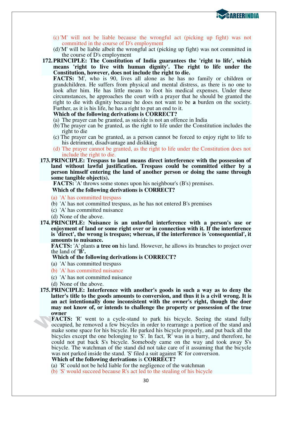 CLAT 2014 UG Question Paper with Answer Key - Page 30