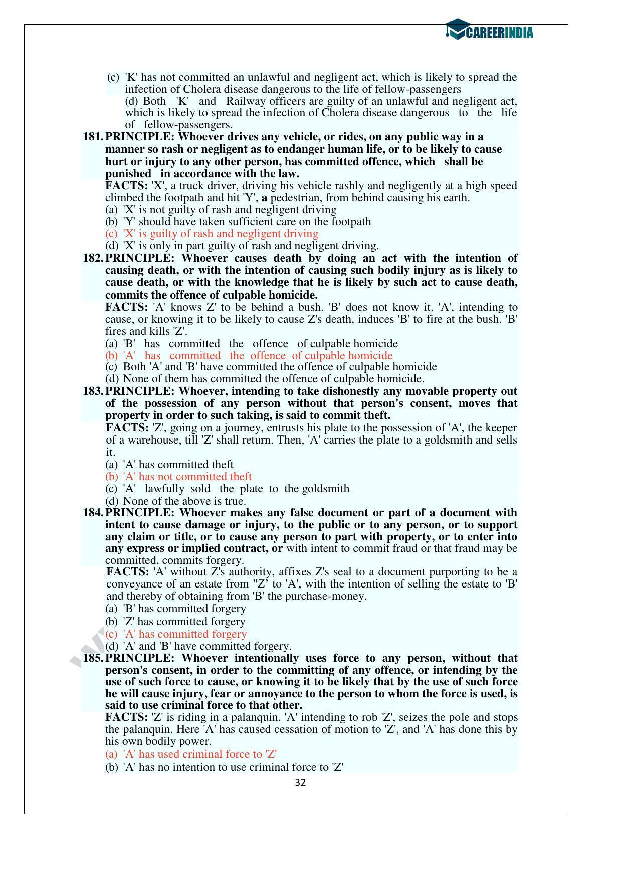 CLAT 2014 UG Question Paper with Answer Key - Page 32