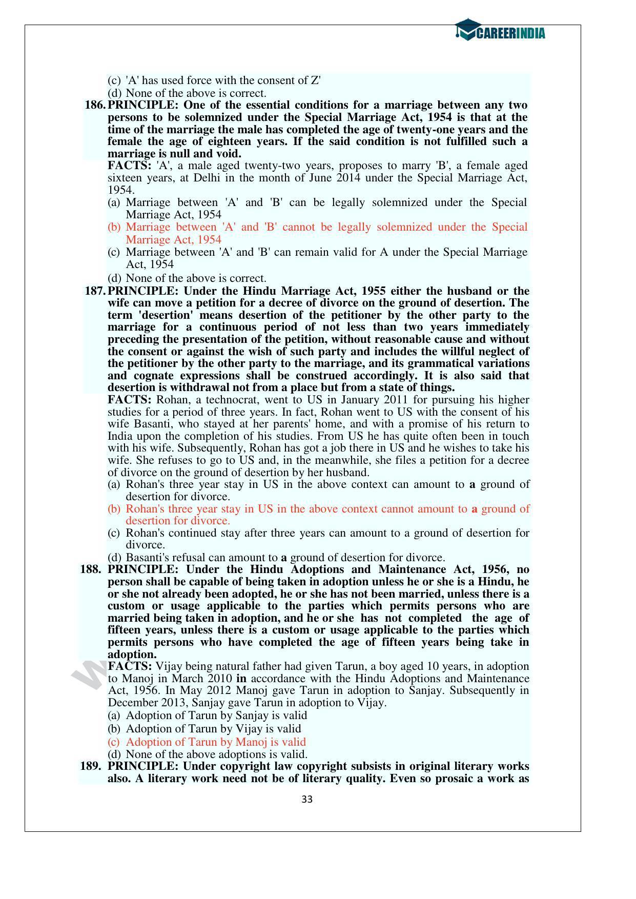 CLAT 2014 UG Question Paper with Answer Key - Page 33