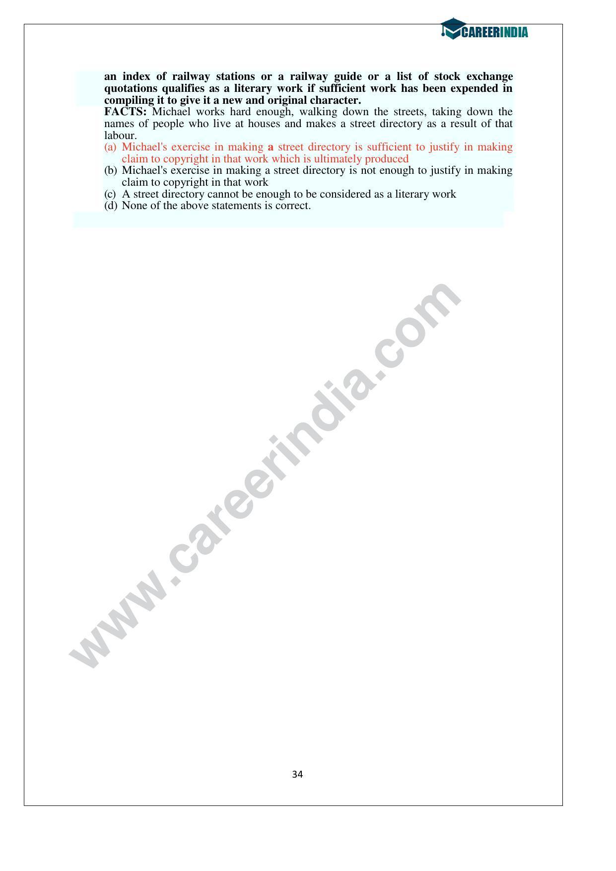 CLAT 2014 UG Question Paper with Answer Key - Page 34