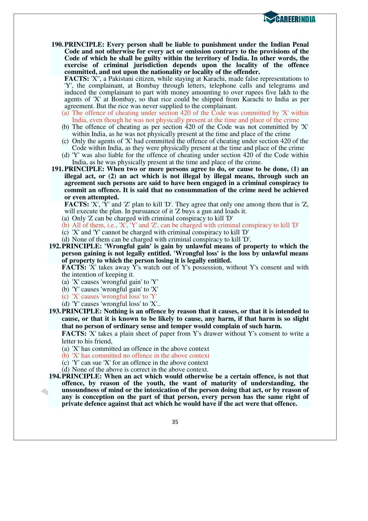 CLAT 2014 UG Question Paper with Answer Key - Page 35