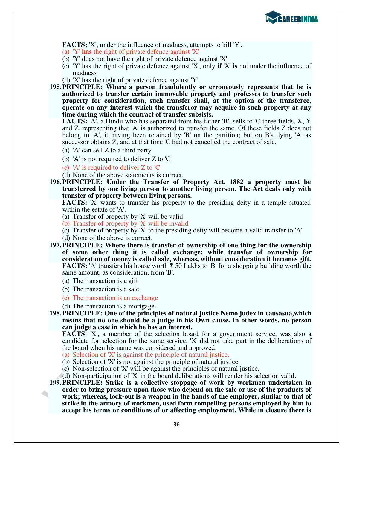 CLAT 2014 UG Question Paper with Answer Key - Page 36