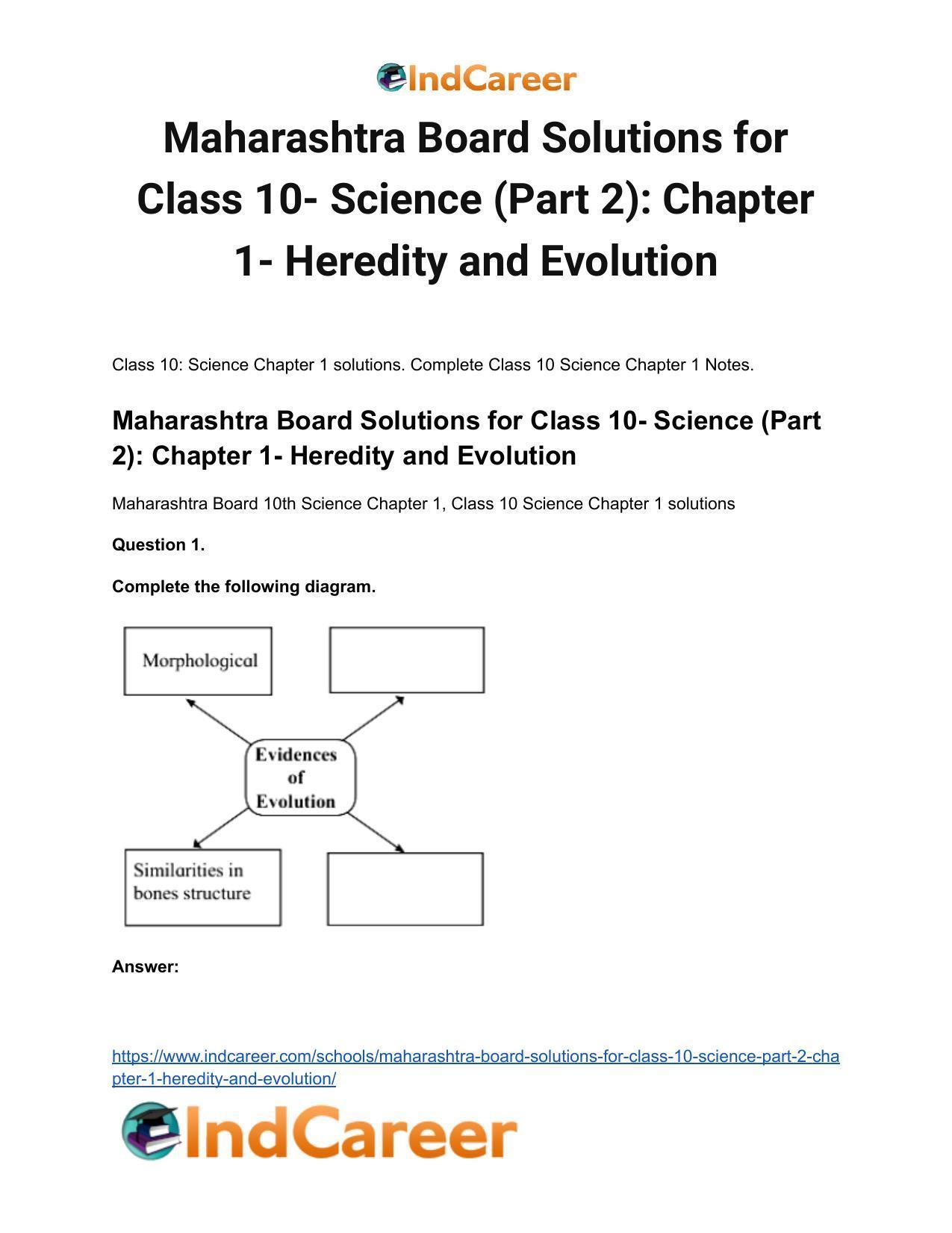 Maharashtra Board Solutions for Class 10- Science (Part 2): Chapter 1- Heredity and Evolution - Page 2