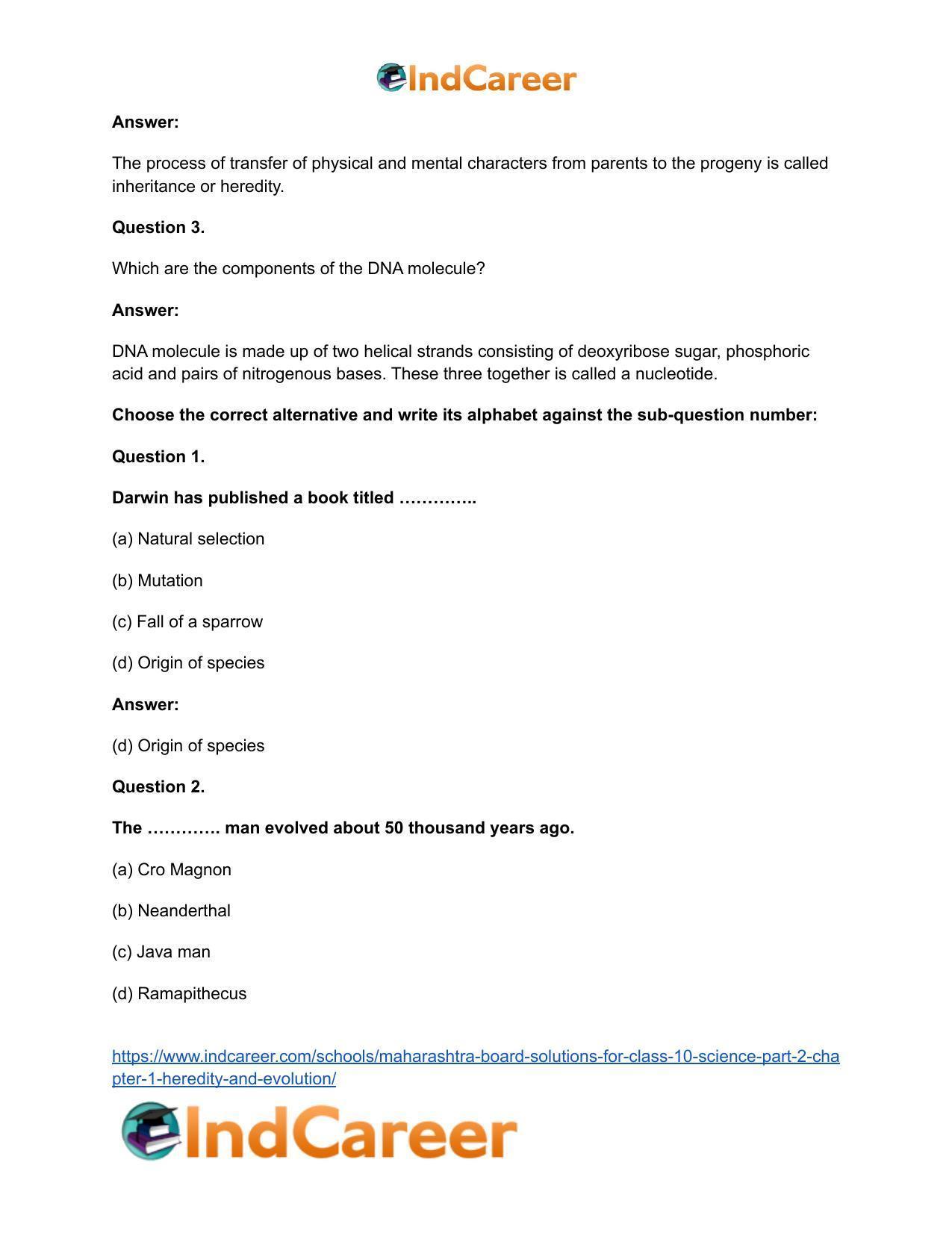 Maharashtra Board Solutions for Class 10- Science (Part 2): Chapter 1- Heredity and Evolution - Page 13