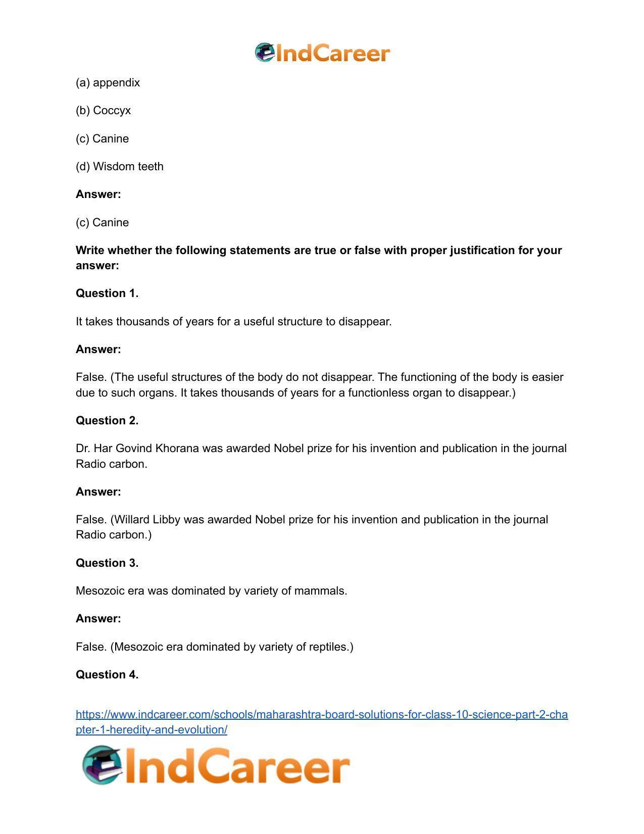 Maharashtra Board Solutions for Class 10- Science (Part 2): Chapter 1- Heredity and Evolution - Page 16