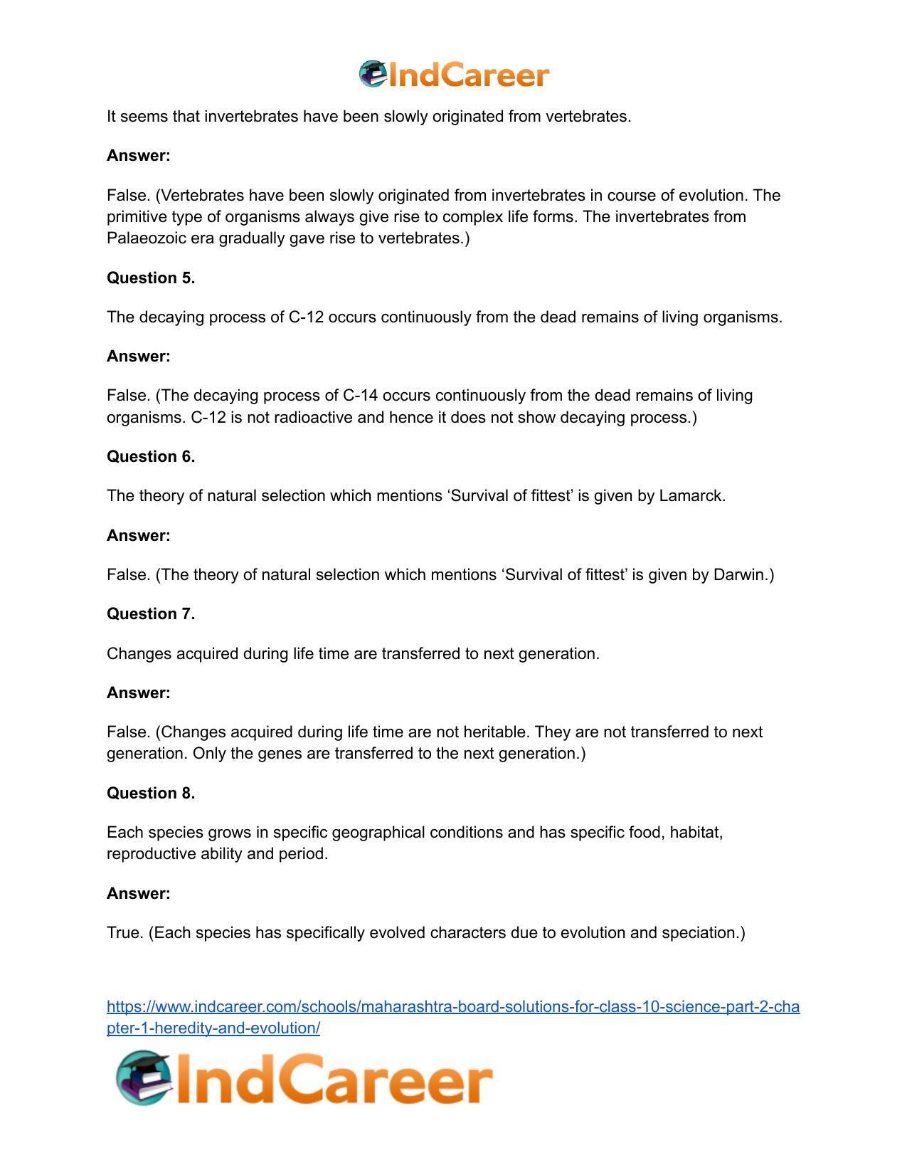 Maharashtra Board Solutions for Class 10- Science (Part 2): Chapter 1- Heredity and Evolution - Page 17