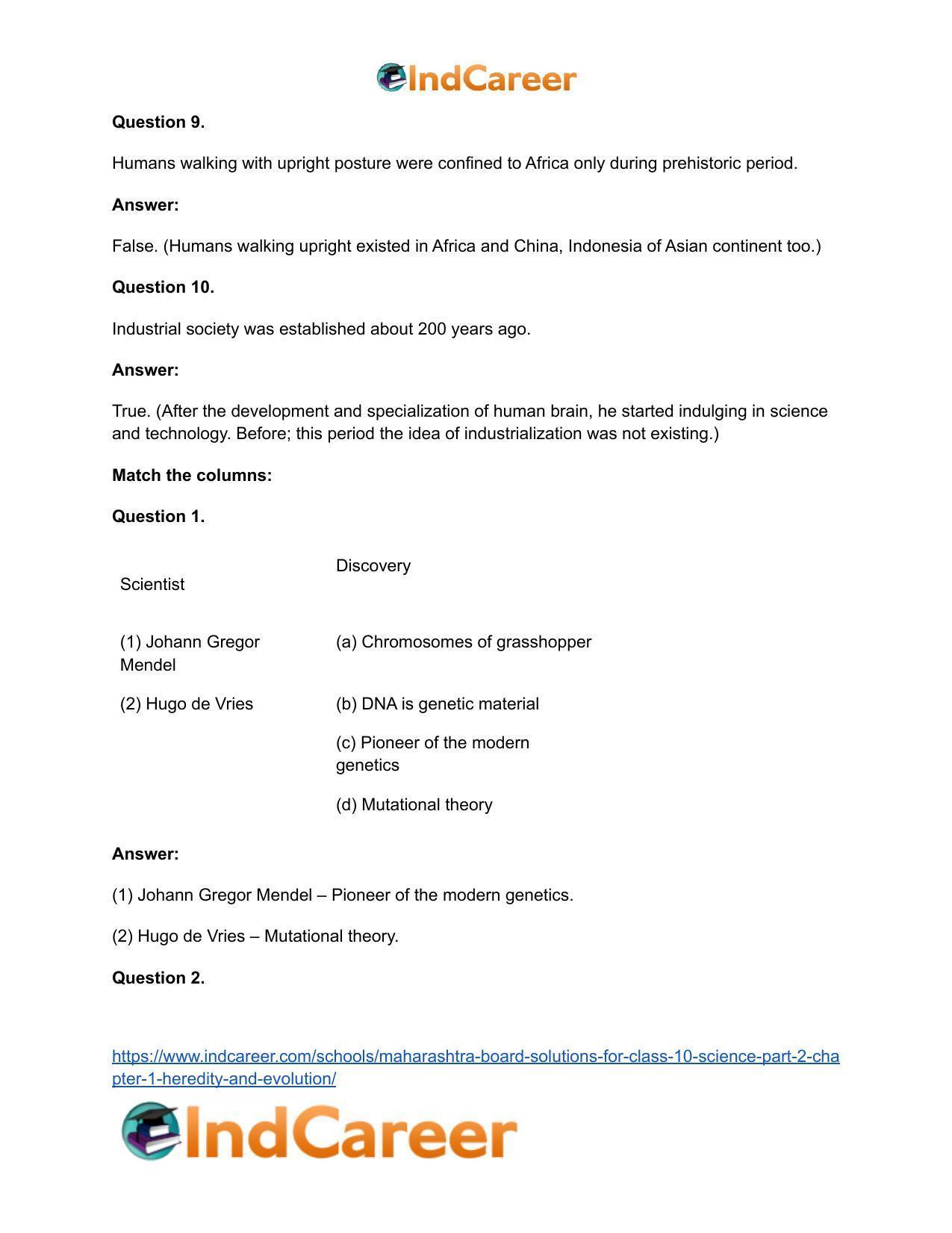 Maharashtra Board Solutions for Class 10- Science (Part 2): Chapter 1- Heredity and Evolution - Page 18