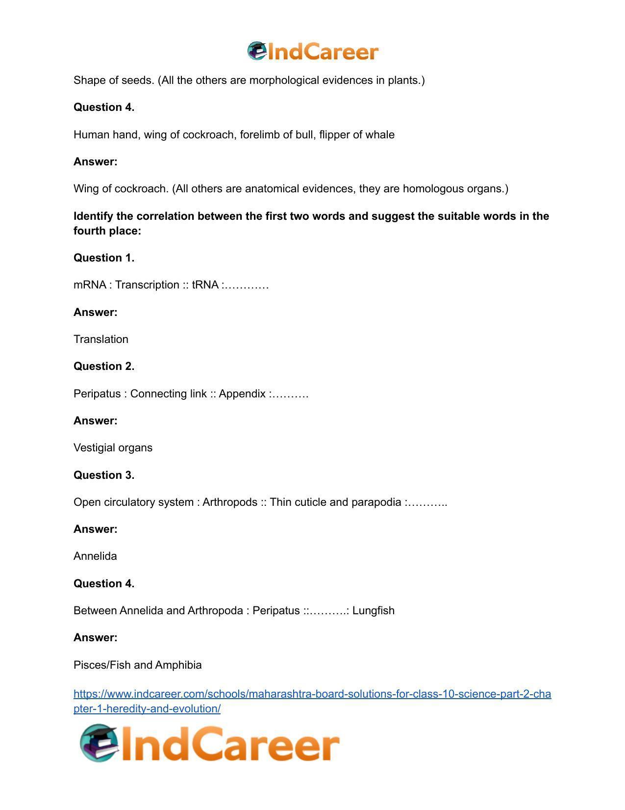 Maharashtra Board Solutions for Class 10- Science (Part 2): Chapter 1- Heredity and Evolution - Page 21