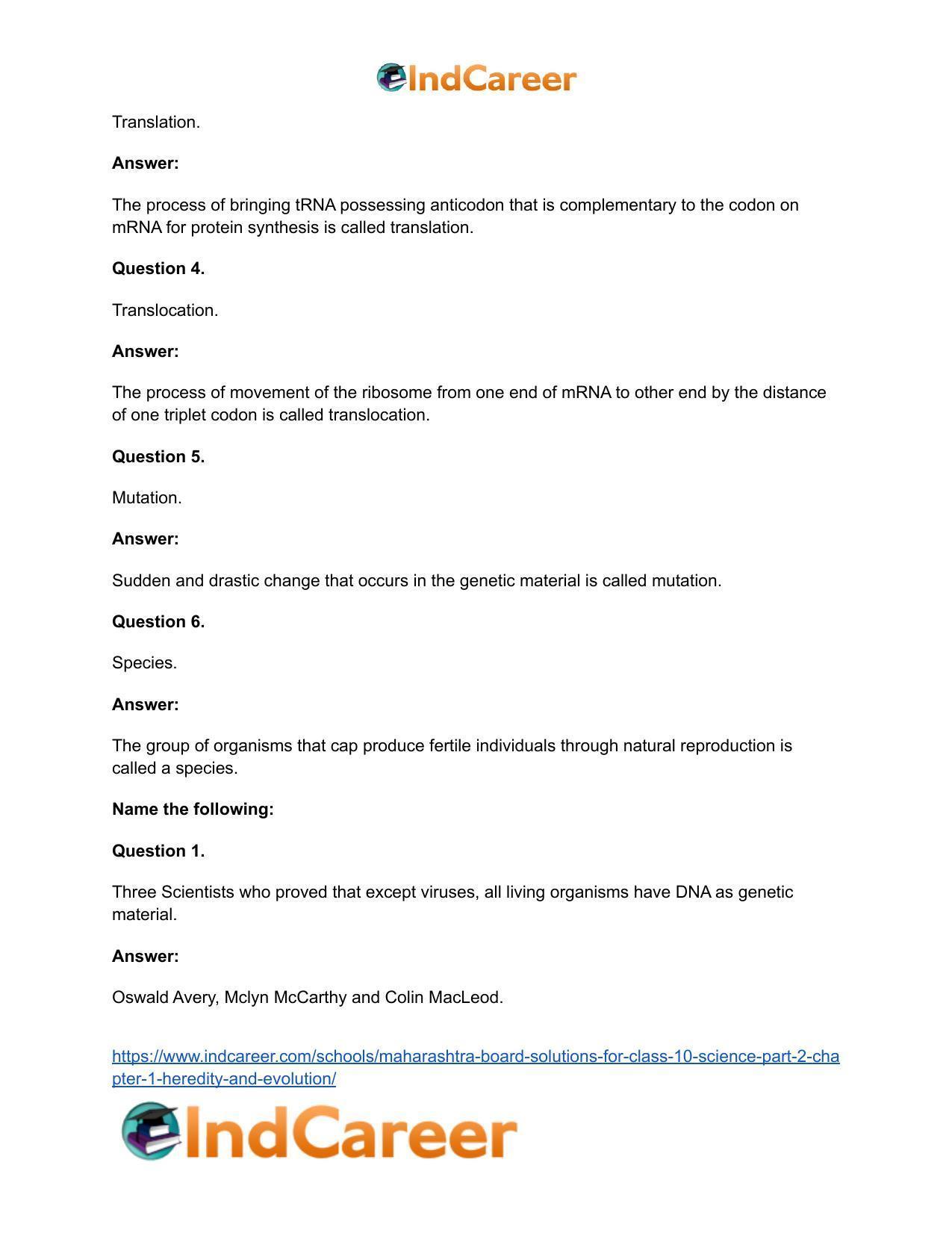 Maharashtra Board Solutions for Class 10- Science (Part 2): Chapter 1- Heredity and Evolution - Page 23