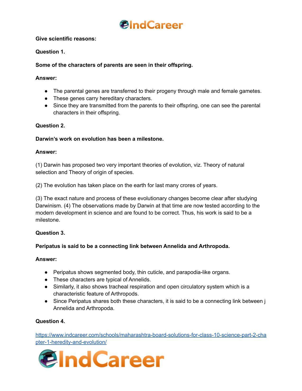 Maharashtra Board Solutions for Class 10- Science (Part 2): Chapter 1- Heredity and Evolution - Page 26
