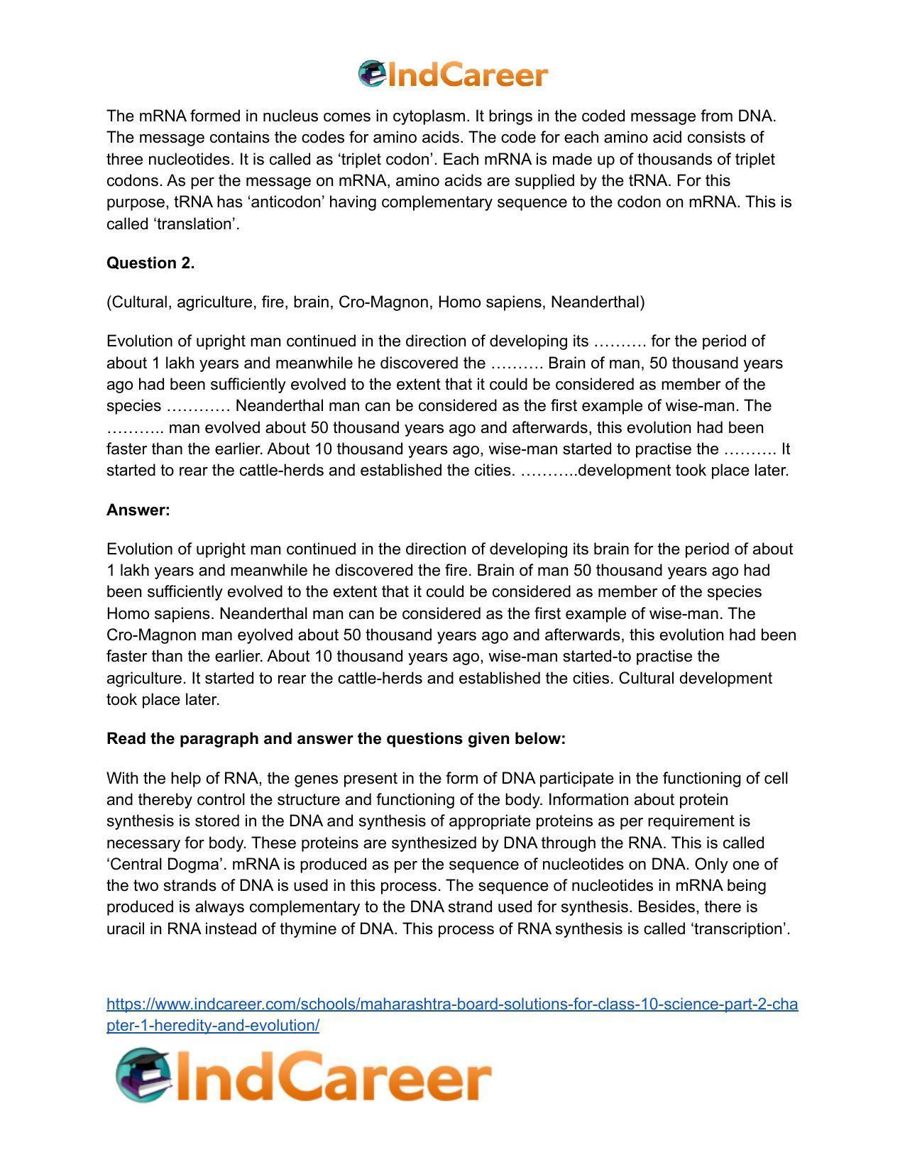 Maharashtra Board Solutions for Class 10- Science (Part 2): Chapter 1- Heredity and Evolution - Page 34