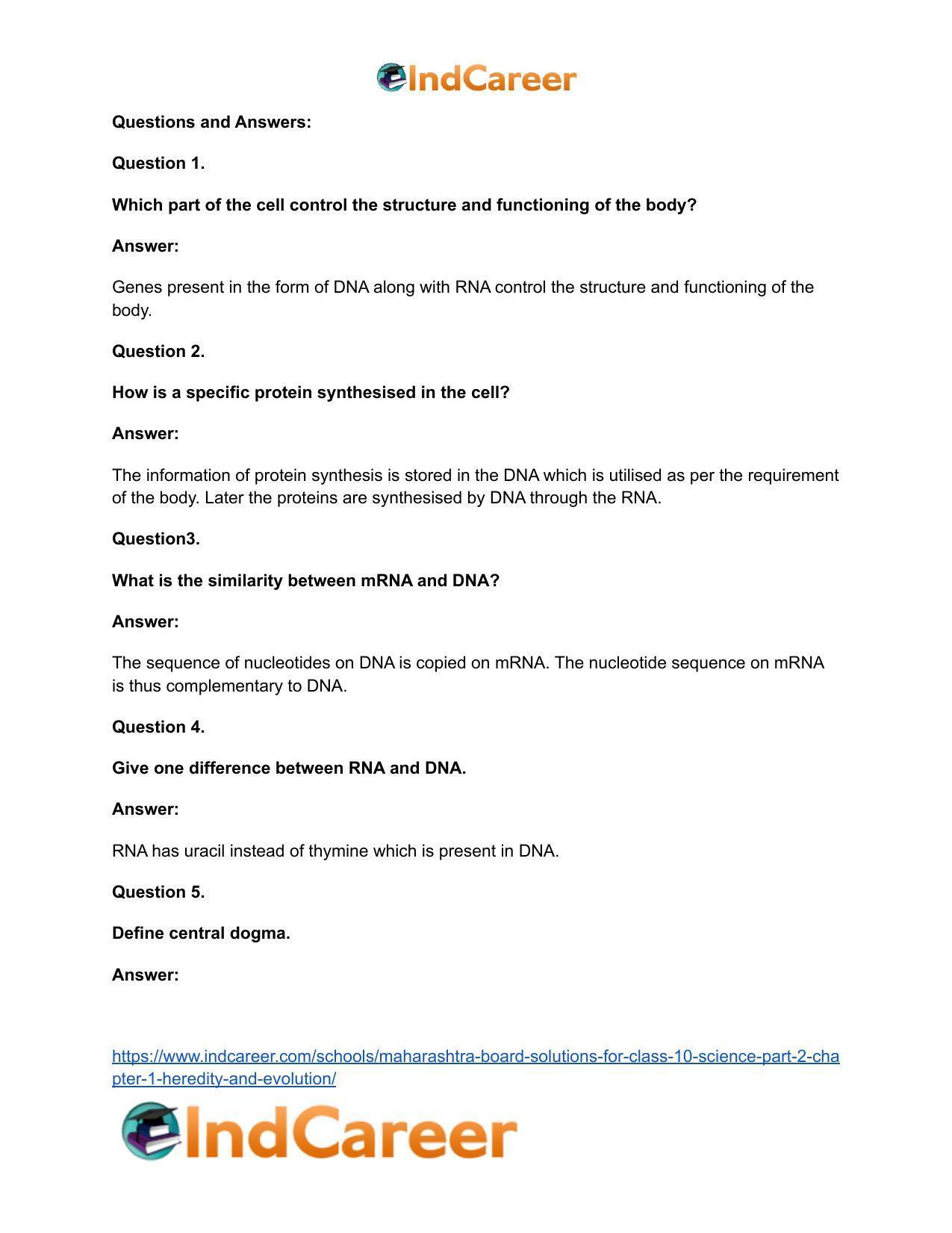 Maharashtra Board Solutions for Class 10- Science (Part 2): Chapter 1- Heredity and Evolution - Page 35