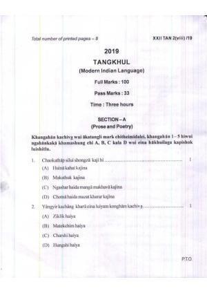 COHSEM Class 12	Tangkhul (M.I.L.) 2019 Question Papers