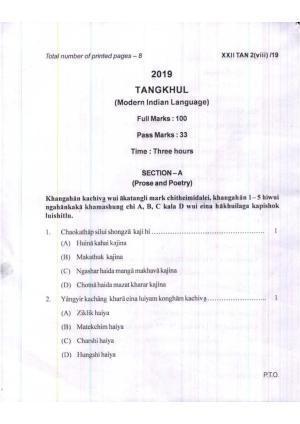 COHSEM Class 12 Tangkhul (M.I.L.) 2019 Question Papers