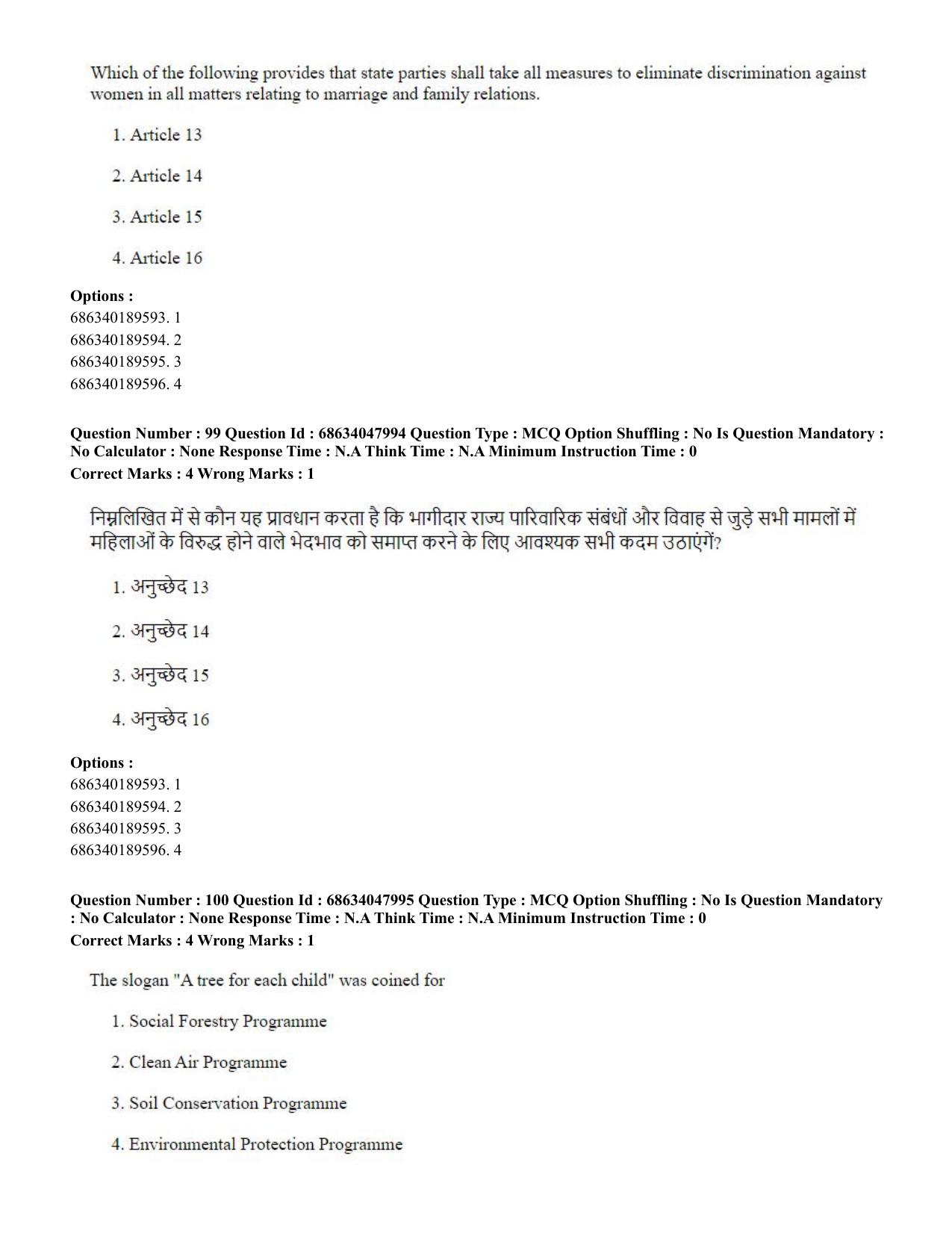 CUET PG 2023: HUQP21 – Social Work (Eng)-Shift 2 (30-06-2023) Question Paper - Page 95