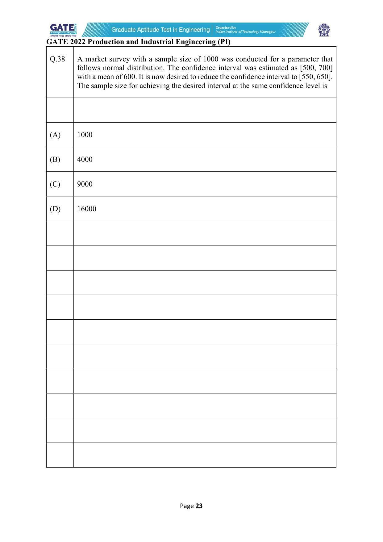 GATE 2022 Production and Industrial Engineering (PI) Question Paper - Page 23