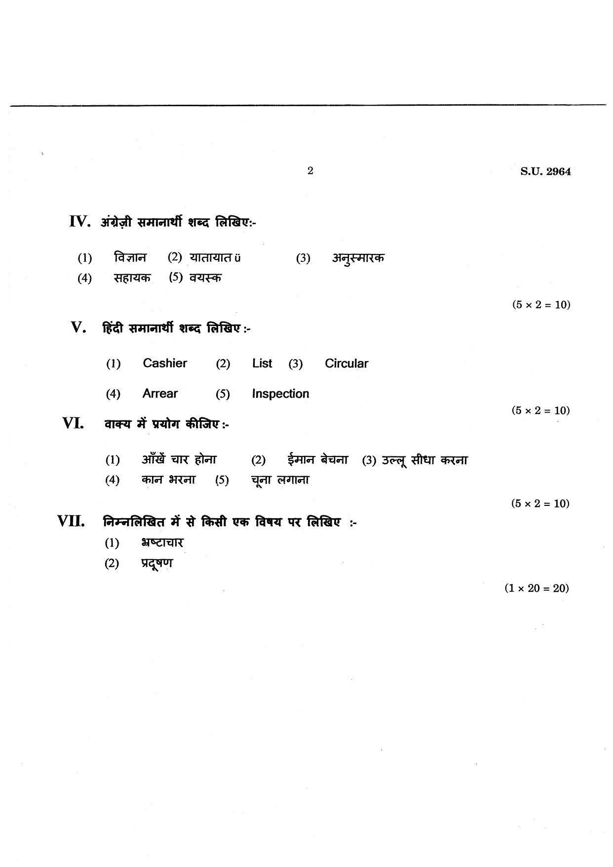 SSUS Entrance Exam PG Diploma 2021 Question Paper - Page 2