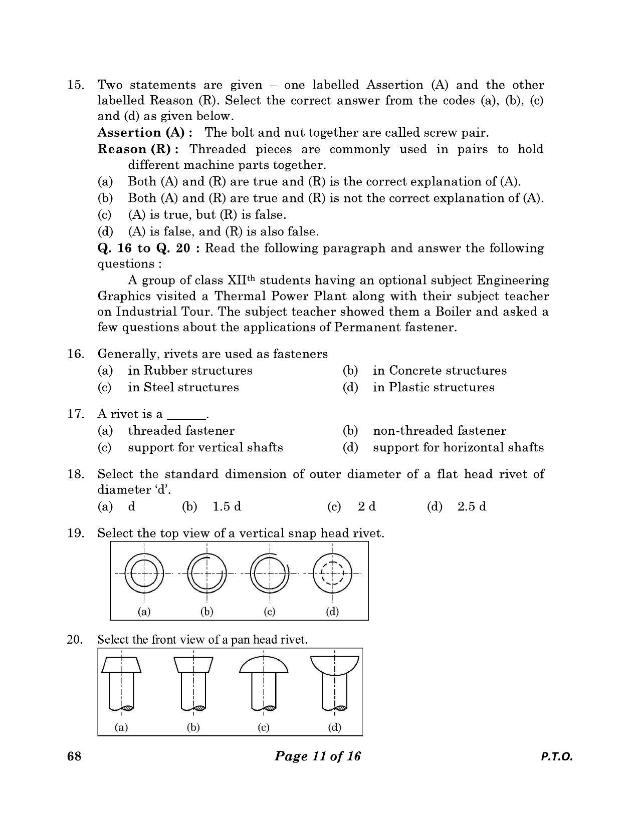 CBSE Class 12 68 Engineering Graphics 2023 Question Paper - Page 11